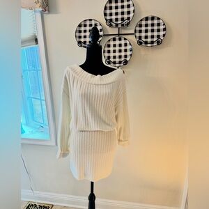 White Long Sleeve Sweater Dress